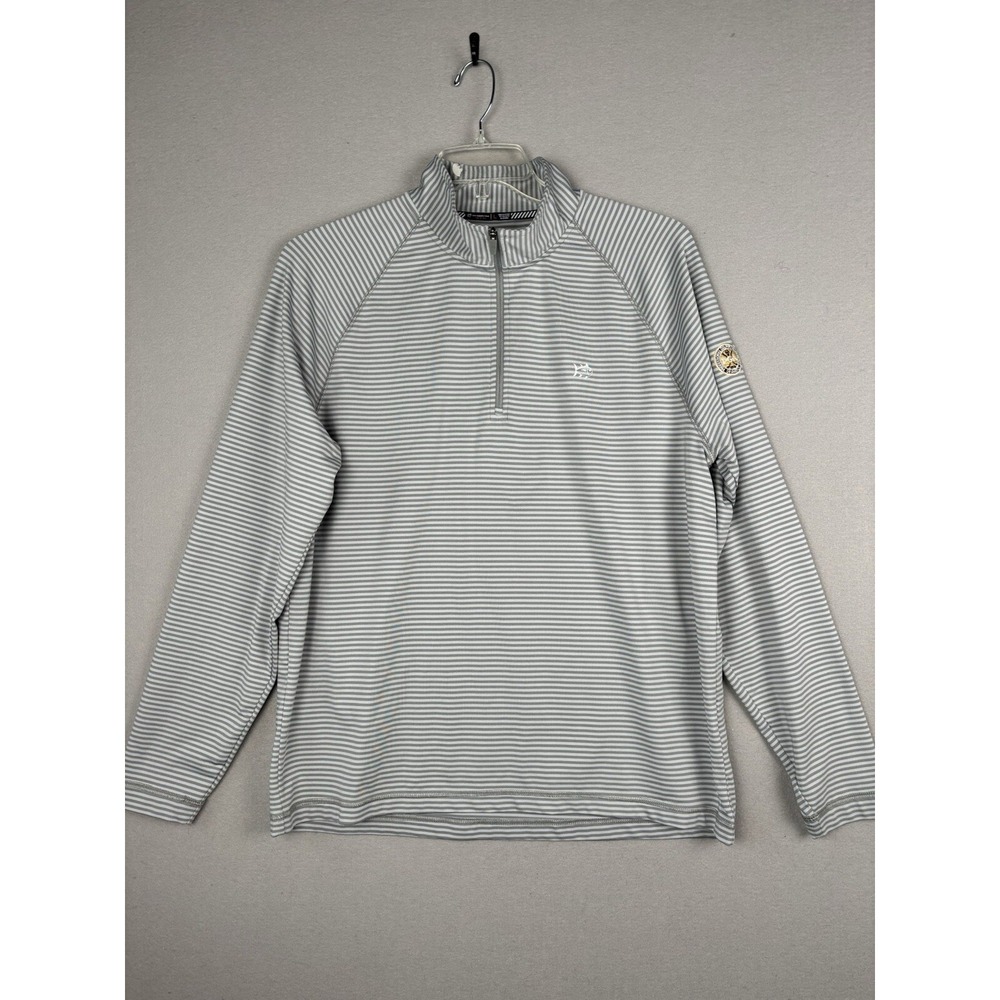Southern Tide Men's Polo Shirt Large Stripe Performance 1/4 Zip Bartlett 3262